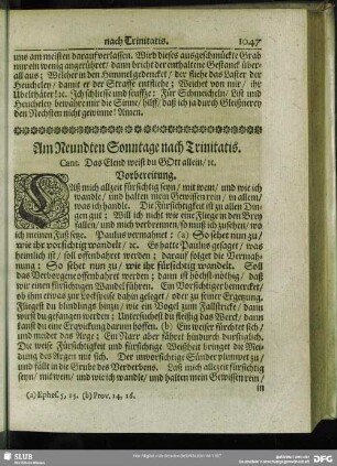 Am Neundten Sonntage nach Trinitatis