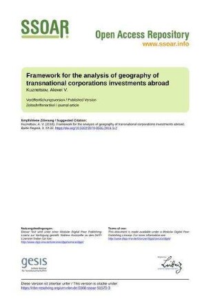 Framework for the analysis of geography of transnational corporations investments abroad
