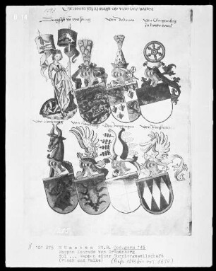 Das Wappenbuch Konrads von Grünenberg, Ritters und Bürgers zu Konstanz — Wappen einer Turniergesellschaft