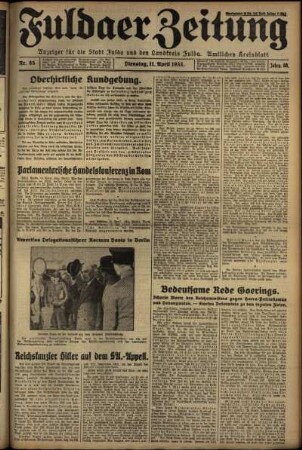 Ausgabe vom Dienstag, den 11. April 1933.