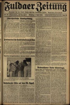 Ausgabe vom Dienstag, den 11. April 1933.
