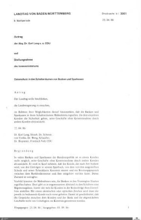 Drucksachen 3001-3150: Anträge, Anfragen, Gesetzentwürfe