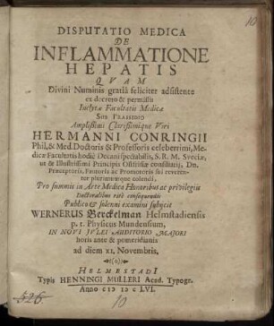 Disputatio Medica De Inflammatione Hepatis