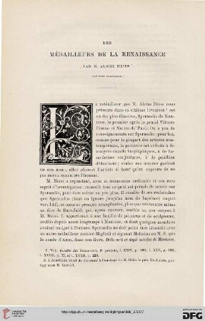 2. Pér. 34.1886: Aloi͏̈ss Heiss, Les médailleurs de la Renaissance, 6 : [Rezension]