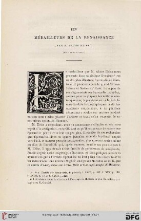2. Pér. 34.1886: Aloi͏̈ss Heiss, Les médailleurs de la Renaissance, 6 : [Rezension]