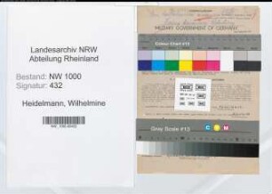 Entnazifizierung Wilhelmine Heidelmann, geb. 09.12.1905 (Postassistentin)