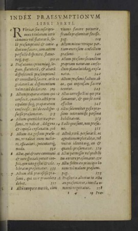 Index Praesumptionum Libri Sexti.