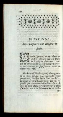 Ecrivains, dont plusieurs ont illustré le siécle.