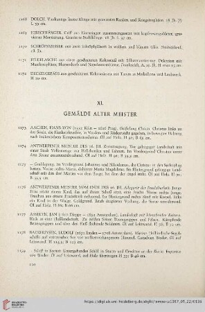 XI. Gemälde alter Meister (Nr. 1173 - 1328)