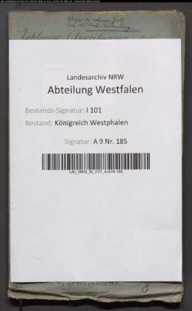 Zahlungsanweisungen auf die Administrationskasse des aufgehobenen Annunziatenklosters Wiedenbrück
