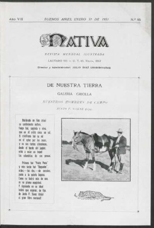 7.1931=Nr. 85: Nativa, 7.1931=Nr. 85