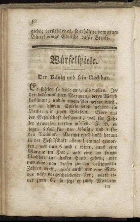 Würfelspiele.