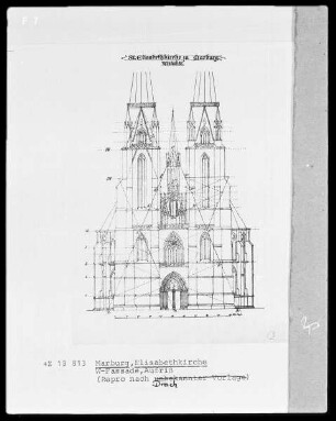 Aufriss der Westfassade von der Elisabethkirche