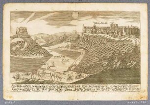 Das Elbtal mit der Festung Königstein und Lillienstein, mit Hirschen, Blick in östliche Richtung