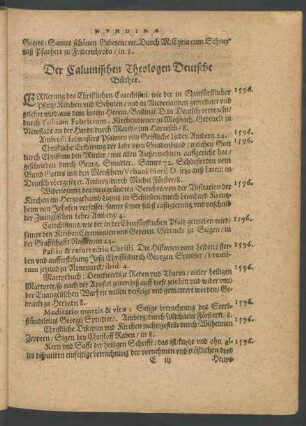 Der Calvinischen Theologen Deutsche Bücher.