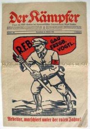 Kommunistische Tageszeitung für den Bezirk Sachsen "Der Kämpfer" u.a. über den Roten Frontkämpferbund