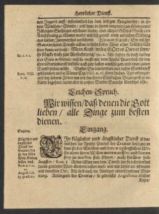 Leichen-Spruch. [ Apostel Pauli Rom. VIII. v. 28]