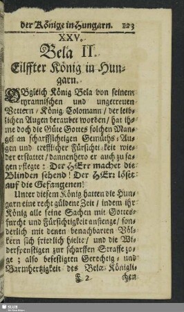 XXV. Bella II. Eilffter König in Hungarn