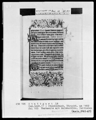 Niederländisches Stundenbuch (Handschrift der Brüder vom gemeinsamen Leben) — ---, Folio 103 rectoTextblatt