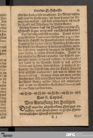 Das II. Capitel. Von Anruffung der Heiligen.