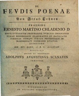 De Fevdis Poenae : = Von Straf-Lehnen
