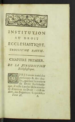 Chapitre premier. De la Jurisdiction ecclesiastique.