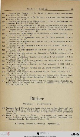 Bücher: Hamburg – Niedersachsen (Nr. 573-701)