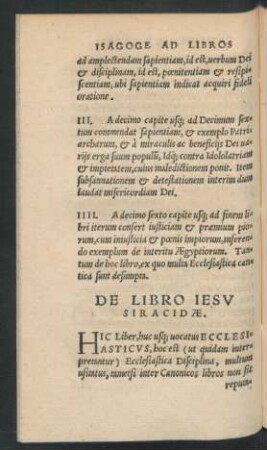 De Libro Iesu Siracidae.