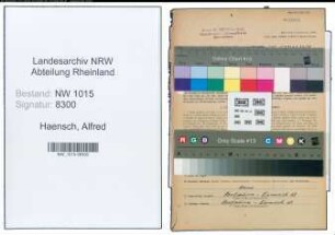 Entnazifizierung Alfred Haensch , geb. 18.09.1899 (Fahrmeister)