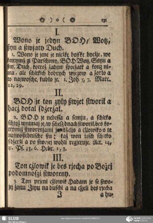 I. Wono je jedyn Boh, Wotz, syn a ßwjaty Duch ...
