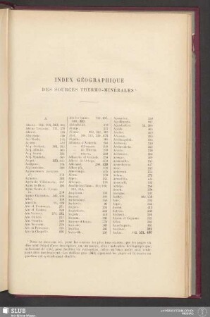 Index Géograpique Des Sources Thermo-Minérales