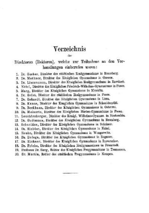 Verzeichnis der Teilnehmer