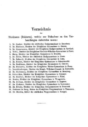 Verzeichnis der Teilnehmer