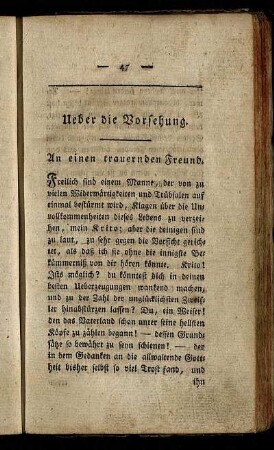 Ueber die Vorsehung.