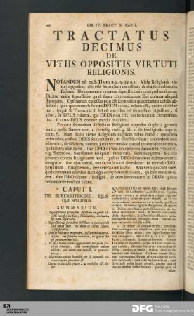 Tractatus Decimus De Vitiis Oppositis Virtuti Religionis.