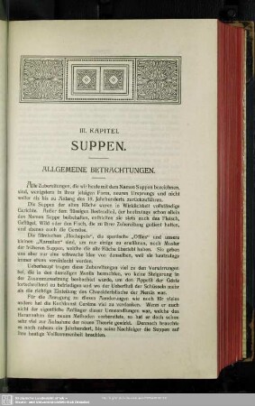 III. Kapitel. Suppen