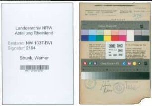 Entnazifizierung Werner Strunk , geb. 24.11.1906 (Knappschaftsinspektor)