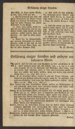 Erklärung einiger fremden und anderer unbekannten Worte.