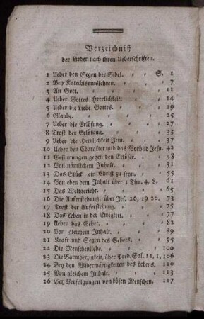 Verzeichniß der Lieder nach ihren Ueberschriften.