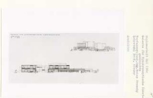 Galerie für Synchronoptische Kunstgeschichte, Berlin-Mitte (Diplomarbeit bei Willy Kreuer): Ansichten von Nordwesten und Nordosten 1:200