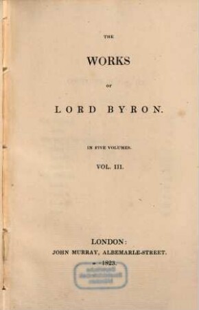 The works of Lord Byron : in five volumes. 3