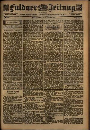 Erste Ausgabe vom Freitag, den 31. Oktober 1902.
