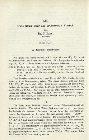 XIII. LVII Sätze über das orthogonale Viereck.