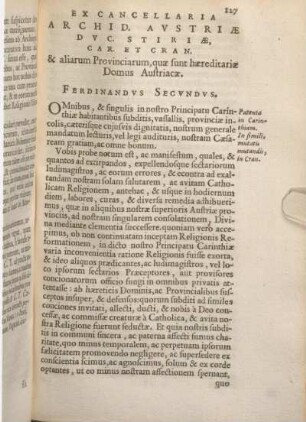Ex Cancellaria Archid. Avstriae Dvc. Stiriae, Car. Et Cran. & aliarum Provinciarum, quae sunt haereditariae Domus Austriacae.