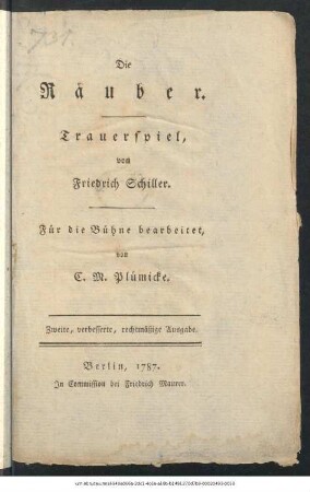 Die Räuber : Trauerspiel