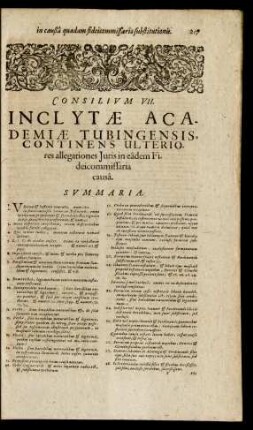 Consilivm VII. Inclytae Academiae Tubingensis, Continens Ulteriores allegationes Juris in eadem Fideicommissaria causa.