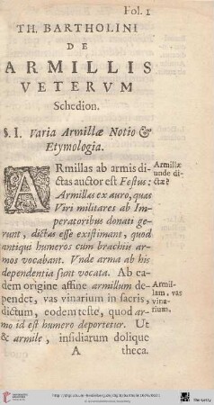 §I. Varia Armillae Notio & Etymologia