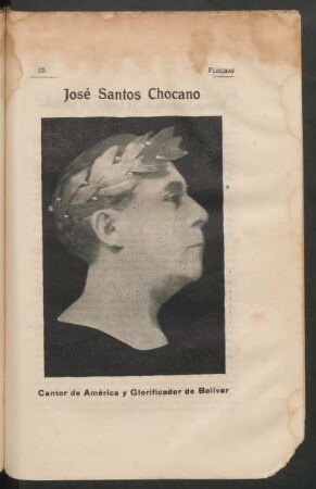 [Fotografía de] José Santos Chocano, Cantor de América y Glorificador de Bolívar