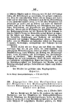 Tagegelder für den Vorsitzenden und die Mitglieder der Prüfungskommissionen für die Abhaltung der Kriegsreifeprüfungen hinter der Front : [C. Höhere Lehranstalten für die männliche Jugend]