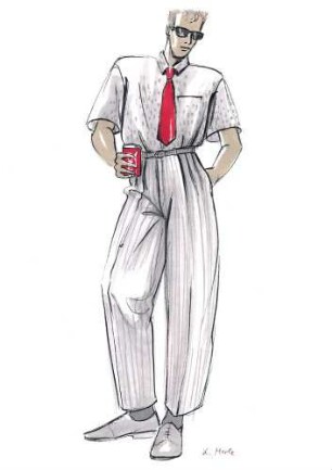 Modezeichnung: Mann mit Krawatte und Hemd